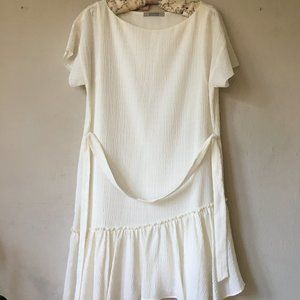 All Saints white, asymmetrical textured Sara Dress